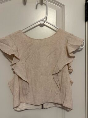Wander Cream Ruffle Sleeve Crop Top